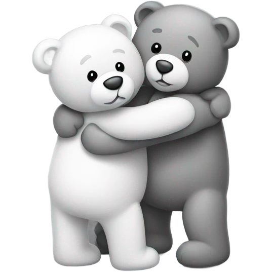 Two teddy bears, one grey and one white, giving each other a hug emoji