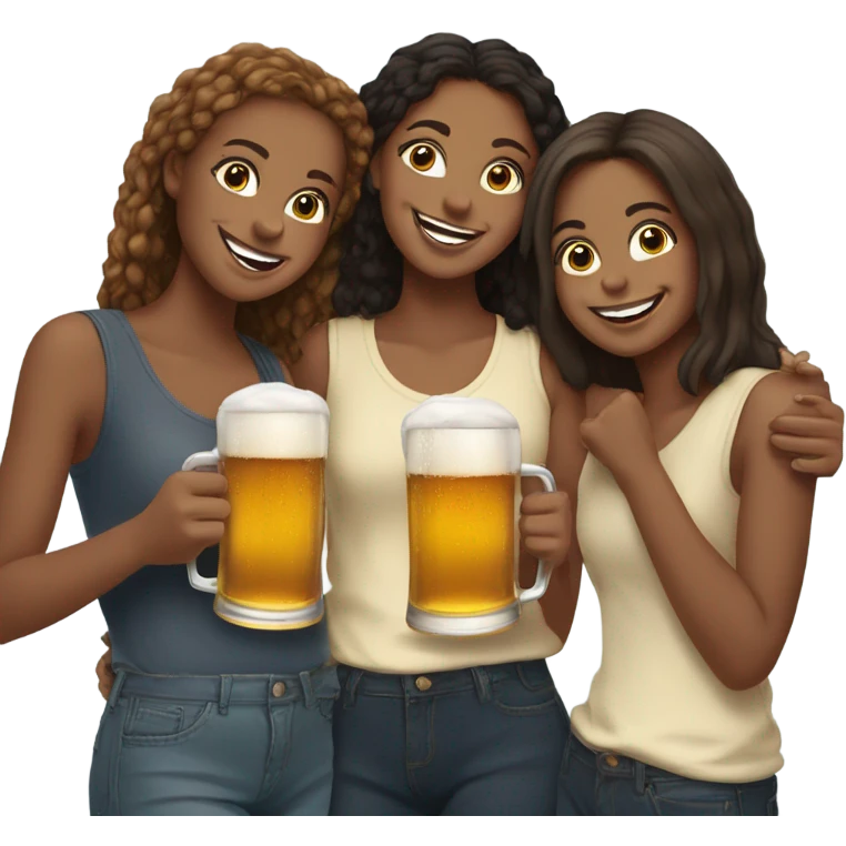 Five girls drinking pints of beer emoji
