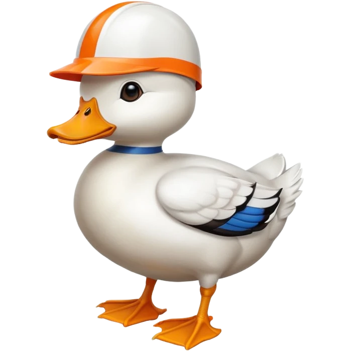 standing duck with racing helmet  emoji