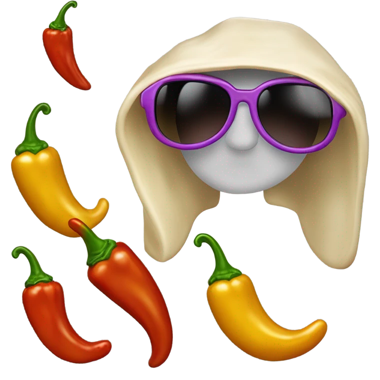 Eine sehr reiche Chili-Schote mit Sonnenbrille, weißem Pelzmantel und dicker Goldkette  emoji