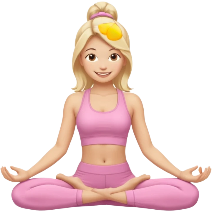 blonde yoga girl light pink clothes n emoji