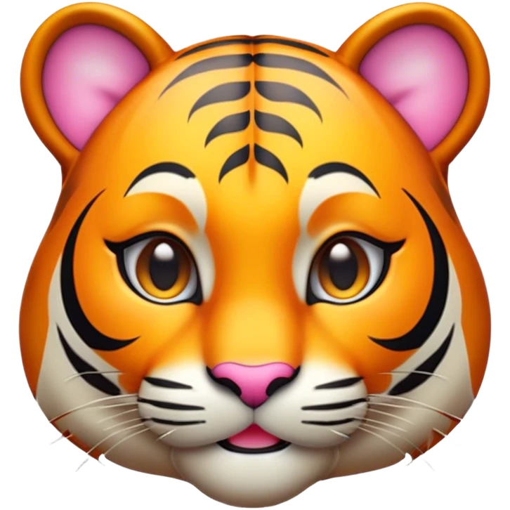 Cinematic Cute Tiger Portrait Emoji, Head tilted playfully and inquisitively, with a sleek, graceful form accented by vivid stripes and round, sparkling eyes filled with charm, Simplified yet irresistibly adorable features, highly detailed, glowing with a warm, inviting wild glow, high shine, affectionate and lively, stylized with a touch of whimsical feline grace, soft glowing outline, capturing the essence of a mischievous yet loving tiger that seems as if it could leap out of the screen into your arms! emoji