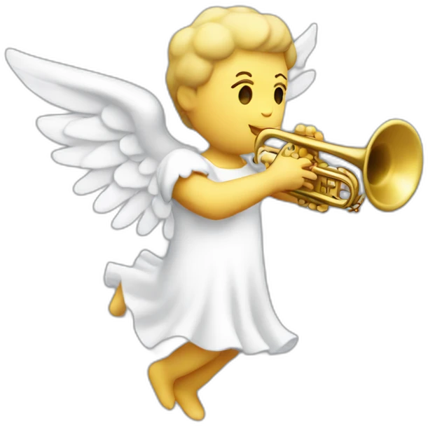 An angel playing the white trumpet emoji