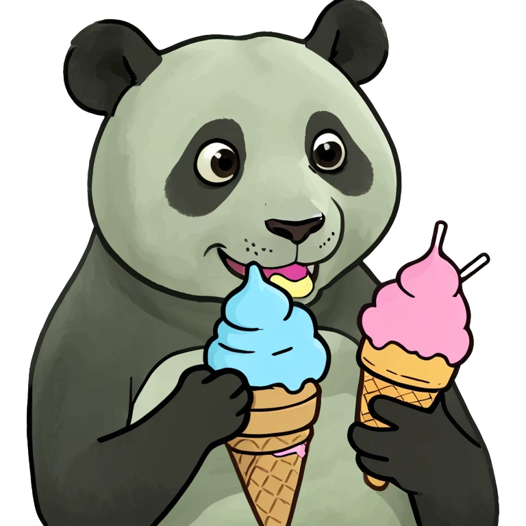 Panda eating ice cream emoji
