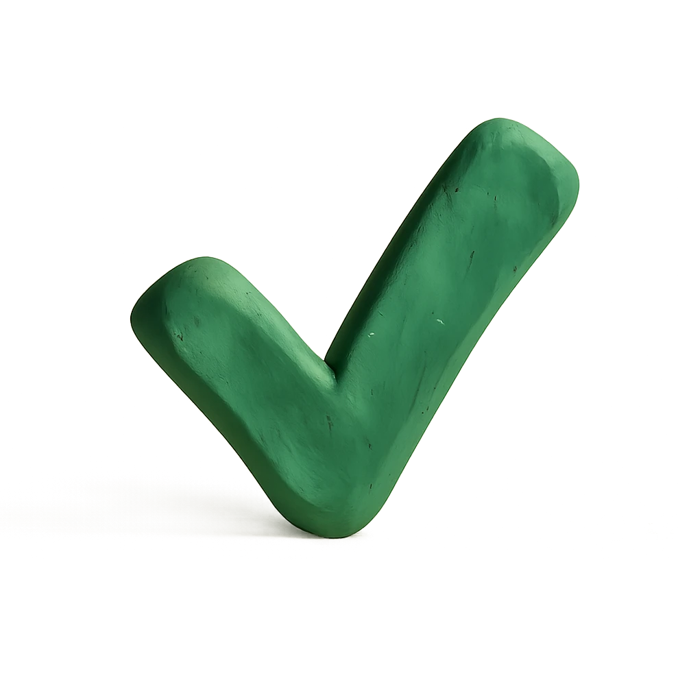 claymation style check mark symbol emoji