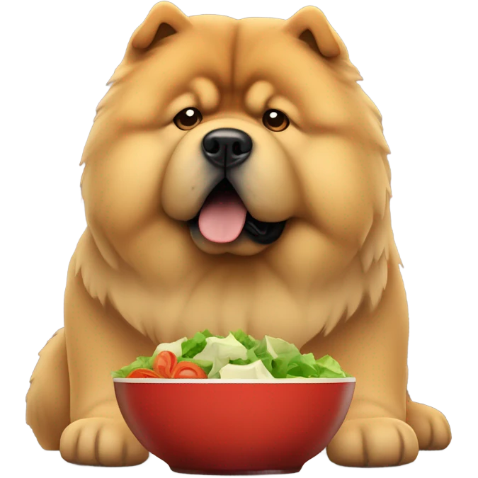 chow chow looking at salad sadly emoji