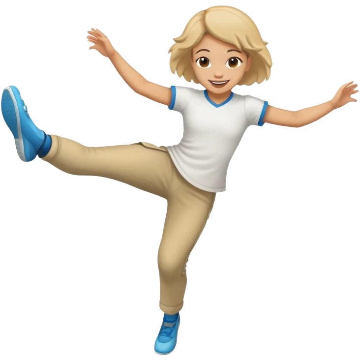 Light skin girl kicking feet in air emoji