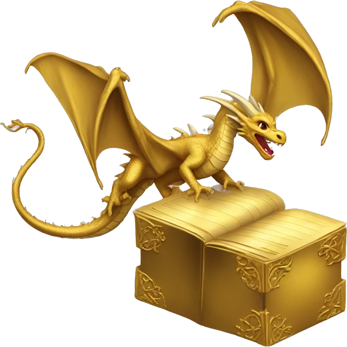 Dragon escaping a gold book emoji