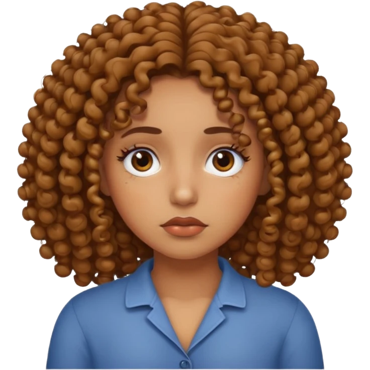 Brown girl with curly hair tired emoji