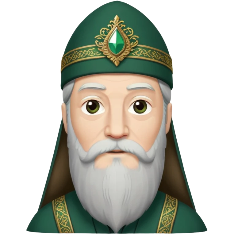 albus dumbledore with very long beard with dark green turkish fez cap and decorative motifs, no gem emoji
