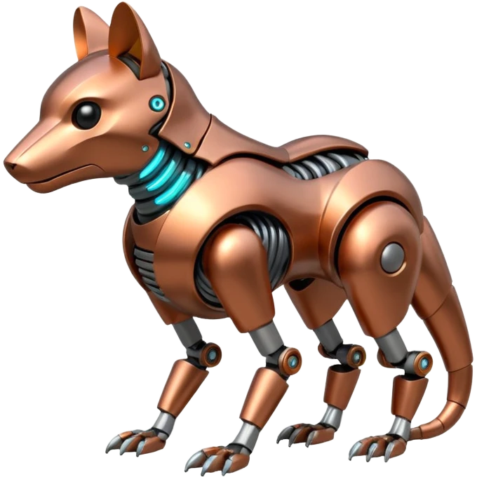 Futuristic mechanical bronze copper and silver alloy animal-creature emoji