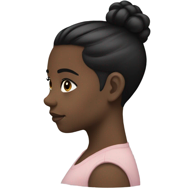 side profile of girl with black ponytail and black blush emoji