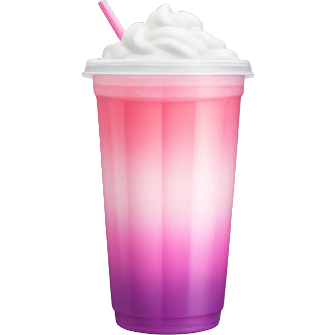 pink ombre white iced drink with a lid emoji