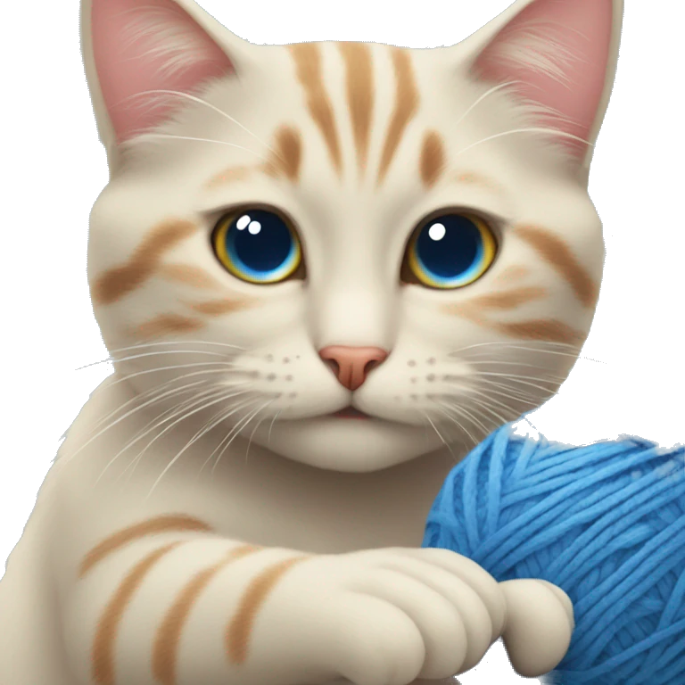 Cat playing with blue ball of wool emoji