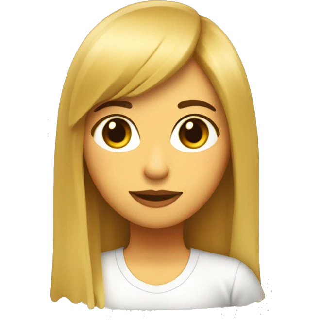 Chica con flequillo , pelo largo liso y rubio  emoji