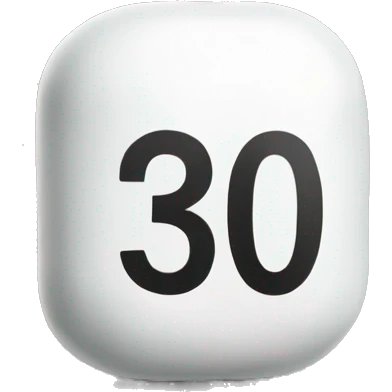white pill with the number 30 on it emoji