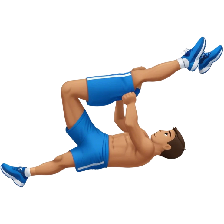 side-view of guy in blue shorts doing decline crunches emoji