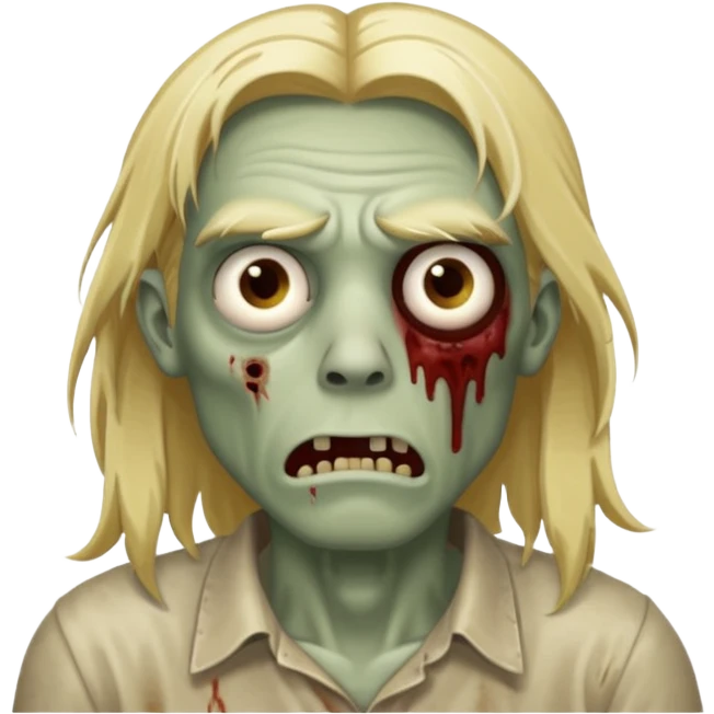 zombie guy with tired eyes and long blond hair  emoji