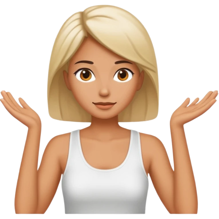Adult woman, wearing a sleeveless tank top, potrait
 emoji