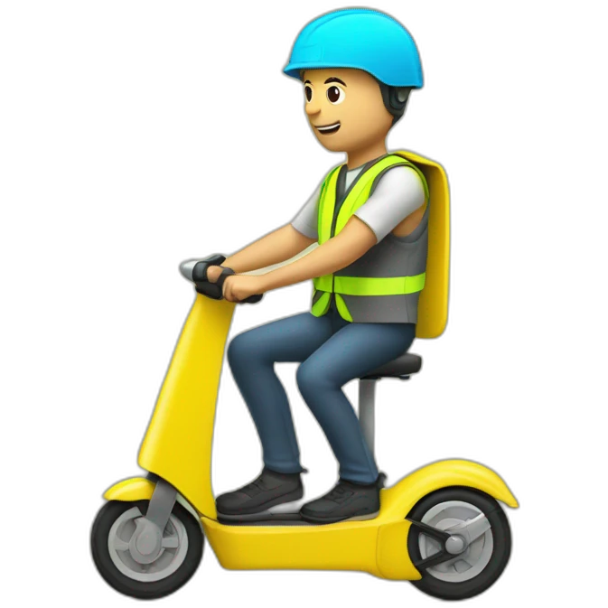 trottinette electrique bald man with yellow safety vest emoji