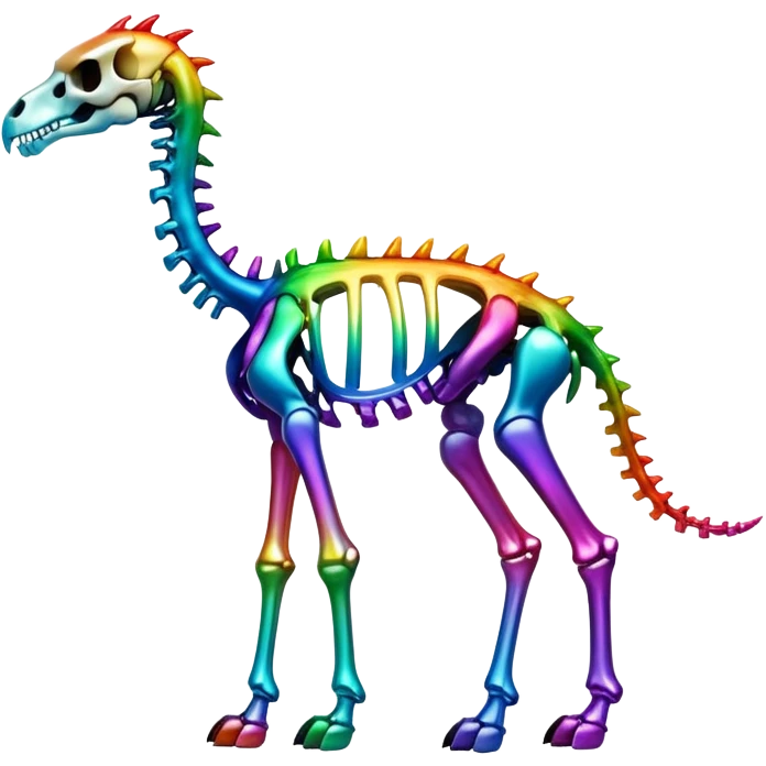 An iridescent rainbow gradient epic shiny cool edgy skeletal animal, full body emoji