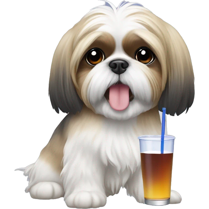 Shih Tzu drinking RedBull emoji
