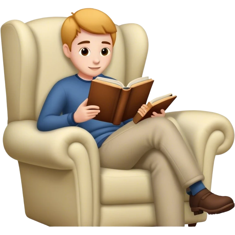a person reading a book in a cosy armchair emoji