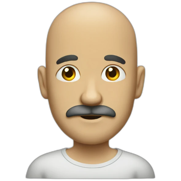 bald man with moustache and medium beard emoji
