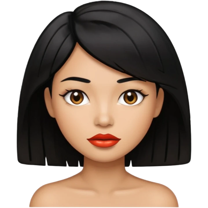 cut textured black hair shiny glossy lips emoji