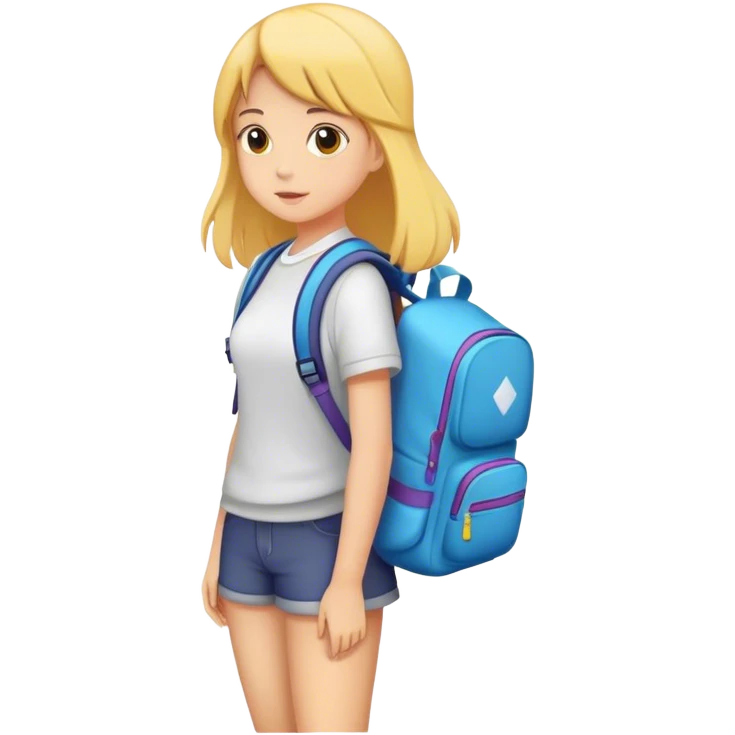 girl with backpack. Must contain color 232 72 73 emoji