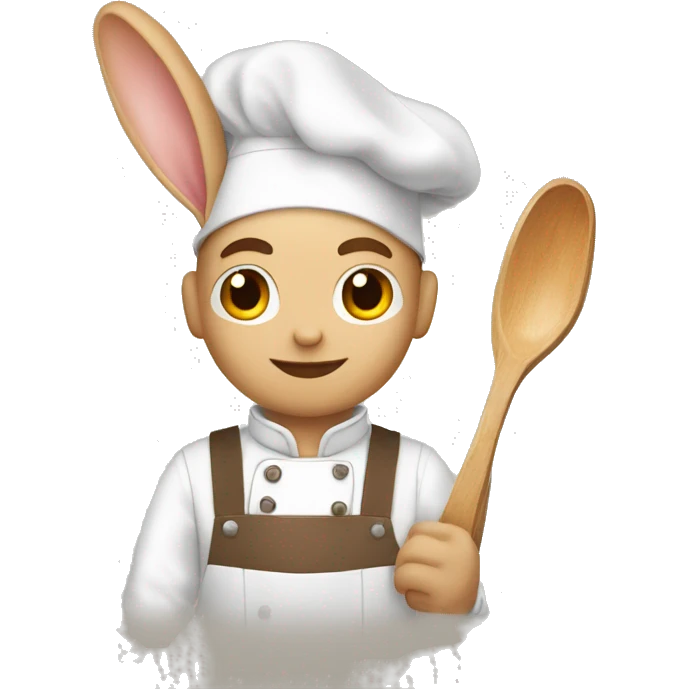 Homme blanc brun qui cuisine un lapin emoji