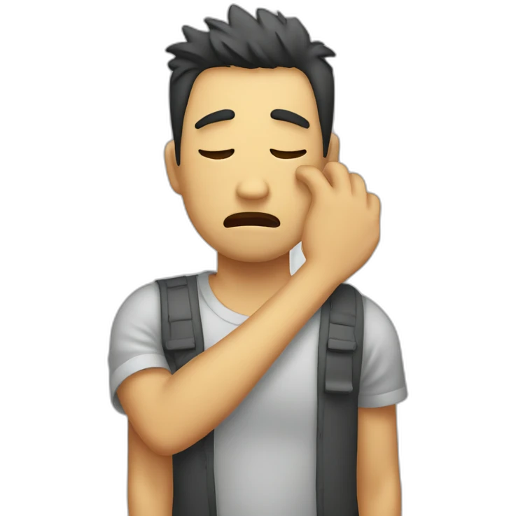 Man crying next his broken car emoji