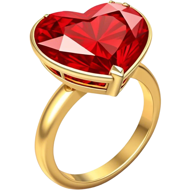 Red Diamond heart gold ring emoji