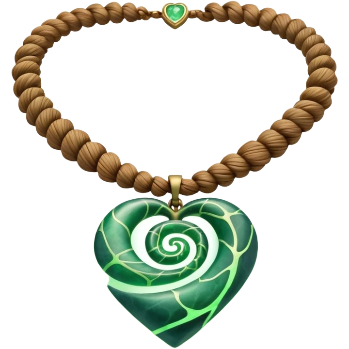 Moana's necklace with heart of Te Fiti green spiral stone emoji