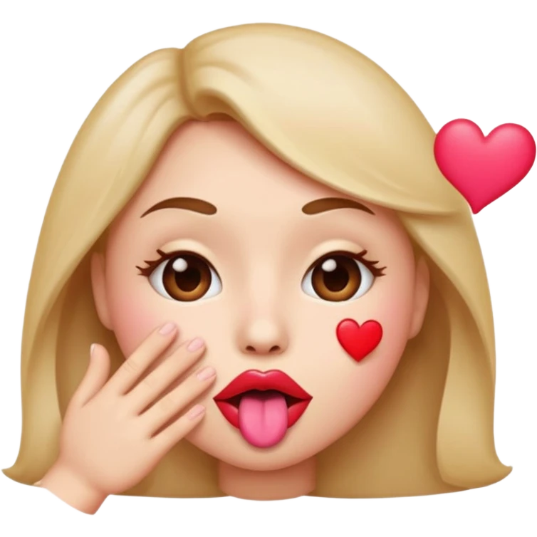 Emoji, face blowing a kiss, puckered lips, small heart emoji