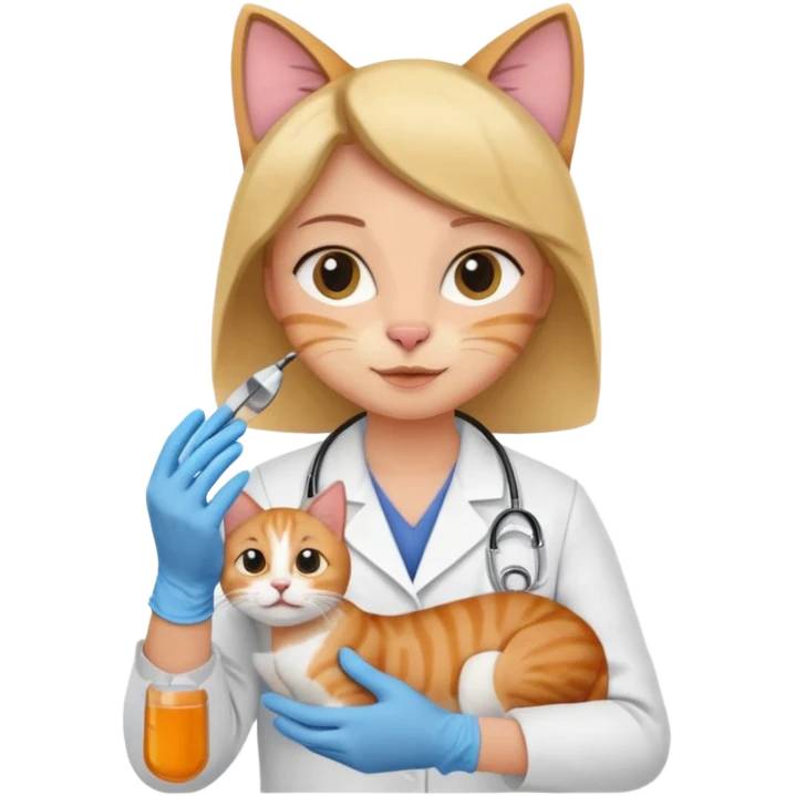 veterinarian examining a cat emoji