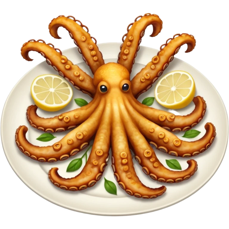fried octopuses legs on the plate emoji