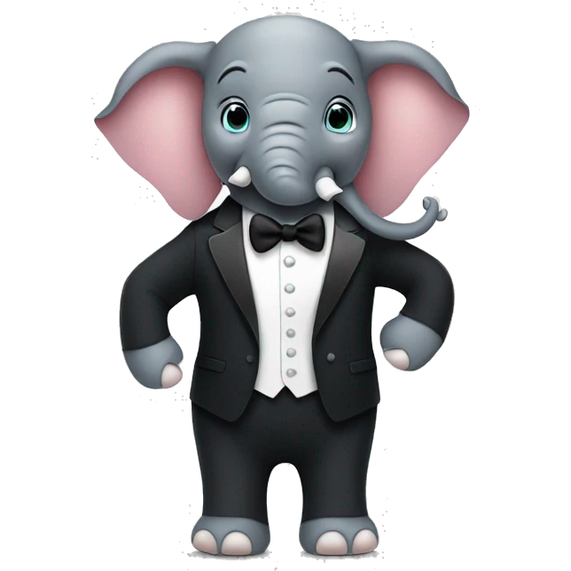 Elephant, wearing a tuxedo emoji