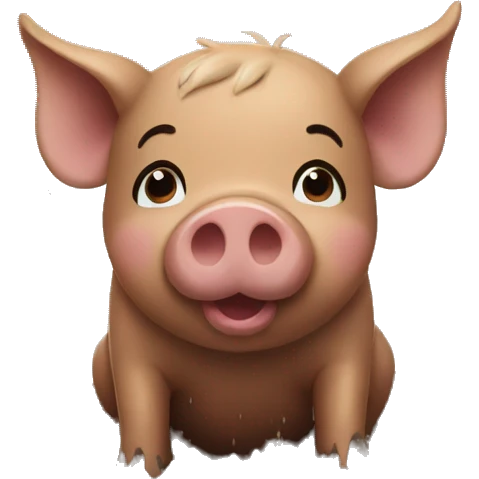 brown pig playing in mud in a rainy day  emoji