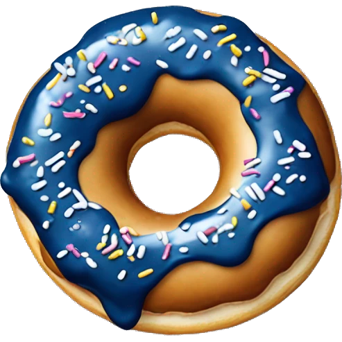 One Donut with navy blue icing and white sprinkles isolated emoji