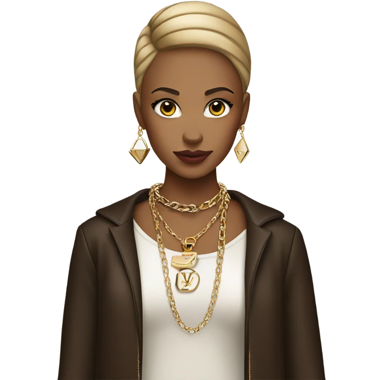 girl with necklace and makeup in Louis v emoji