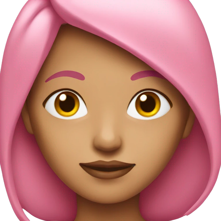woman with pink skin wearing pink emoji