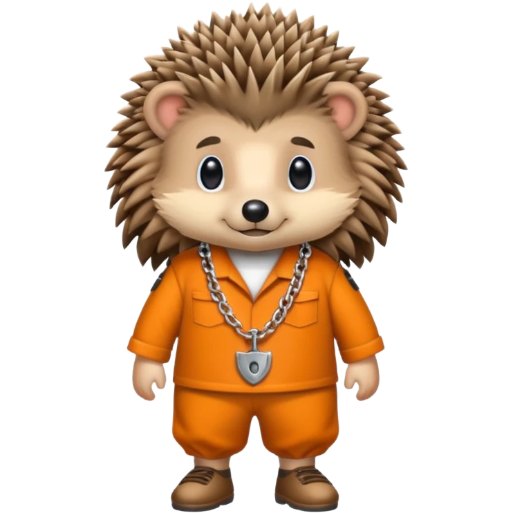 Hedgehog with prison outfit and ankle chain emoji
