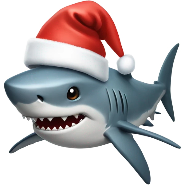 shark with christmas hat emoji