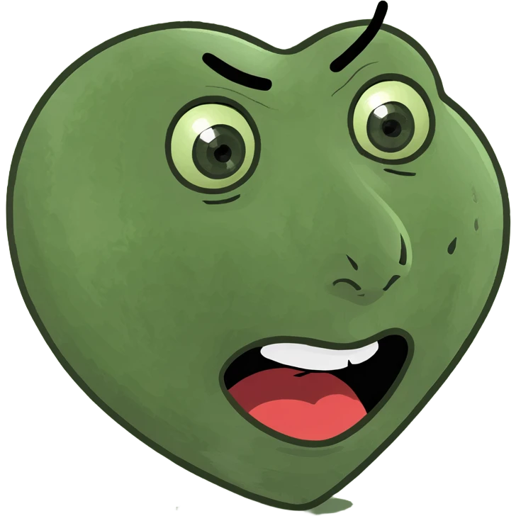 heart with surprised face meme style emoji