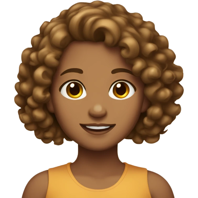 girl with brown curly hair carmel skin and has emoji