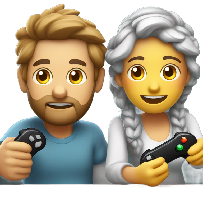 Casal branco jogador videogame  emoji