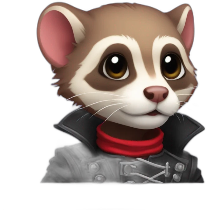 Red ferret wearing gothic heavy metal clothing emoji