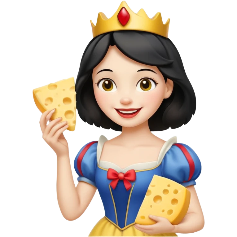 Happy Snow White with cheese emoji