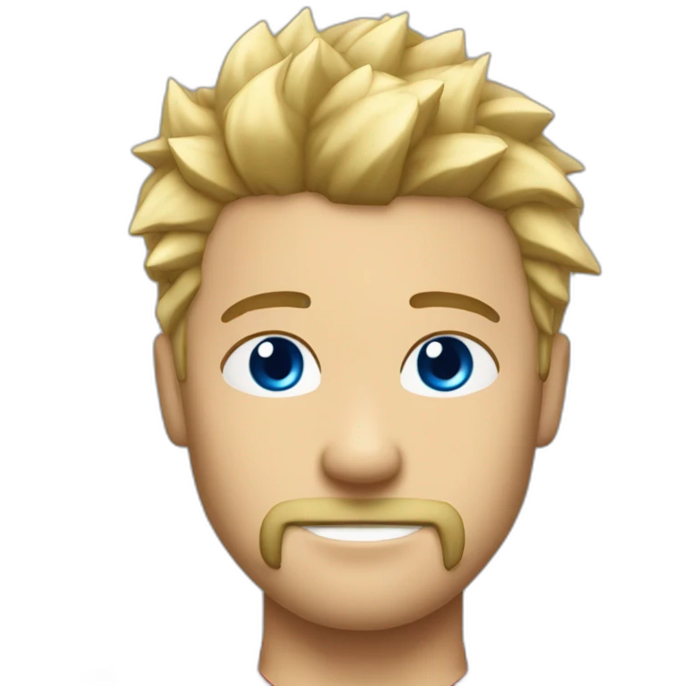 Blonde hair blue eyes red goatee spiked hair on top emoji